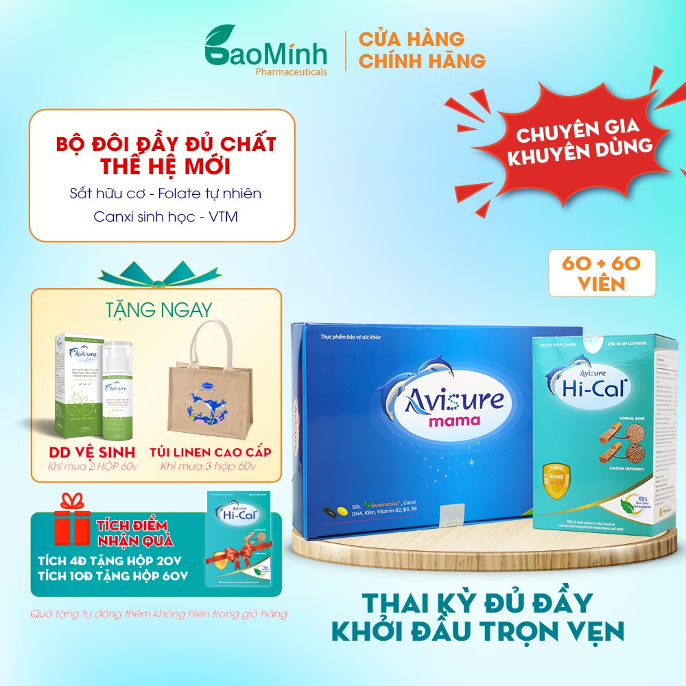 đơn hàng gồm 2 sản phẩm Avisure bất kỳ, mẹ nhận ngay quà tặng trị giá 120K và freeship toàn quốc