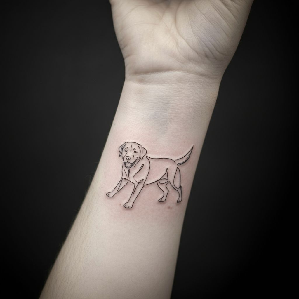 Minimalist Labrador Outline Tattoo