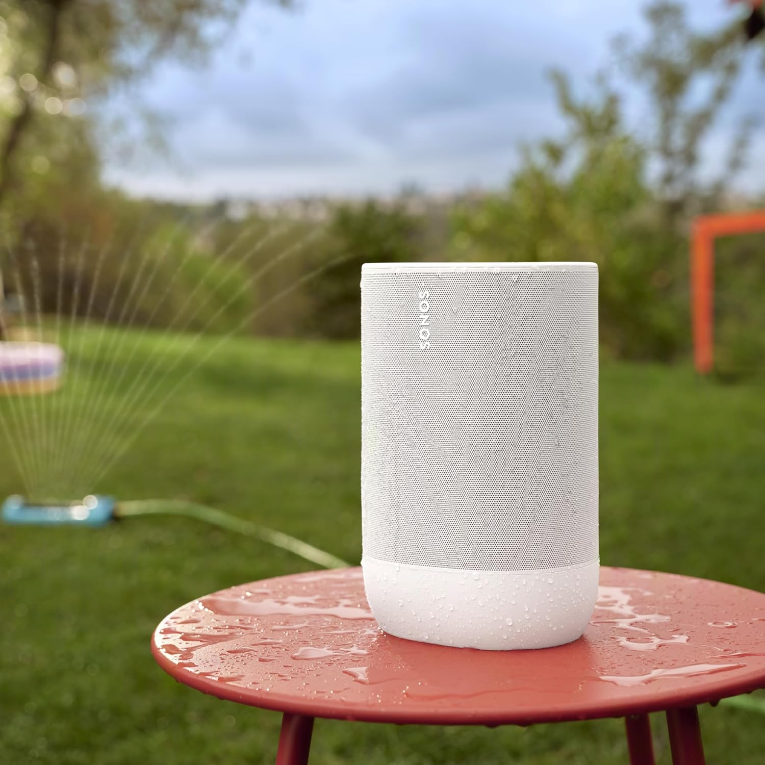 Sonos Move 2 White in backyard.