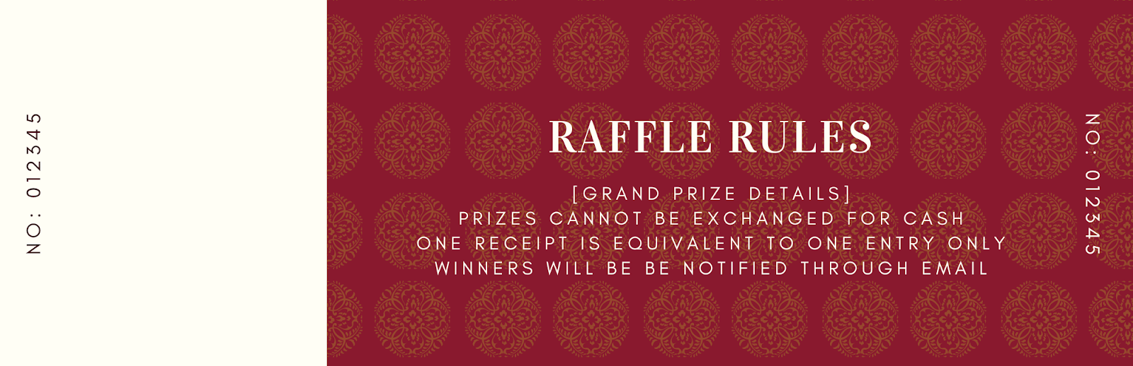 Red Grand Raffle Ticket Back