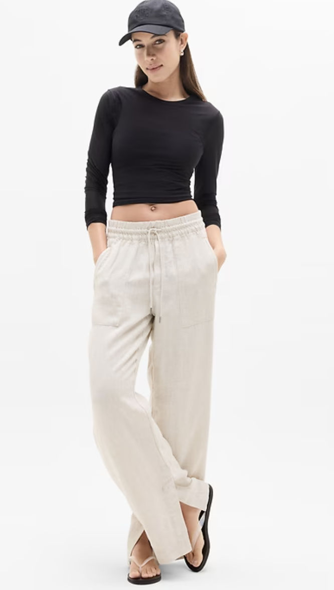 Athleta Retreat Linen High Rise Wide Leg Pant