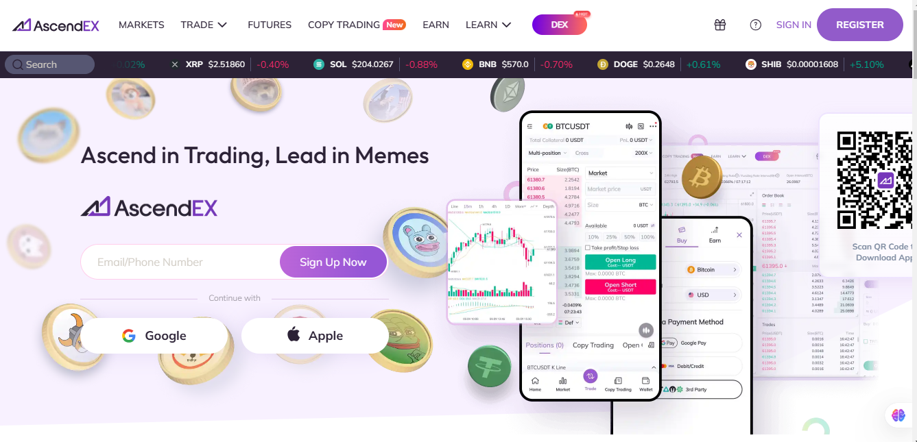AscendEX homepage