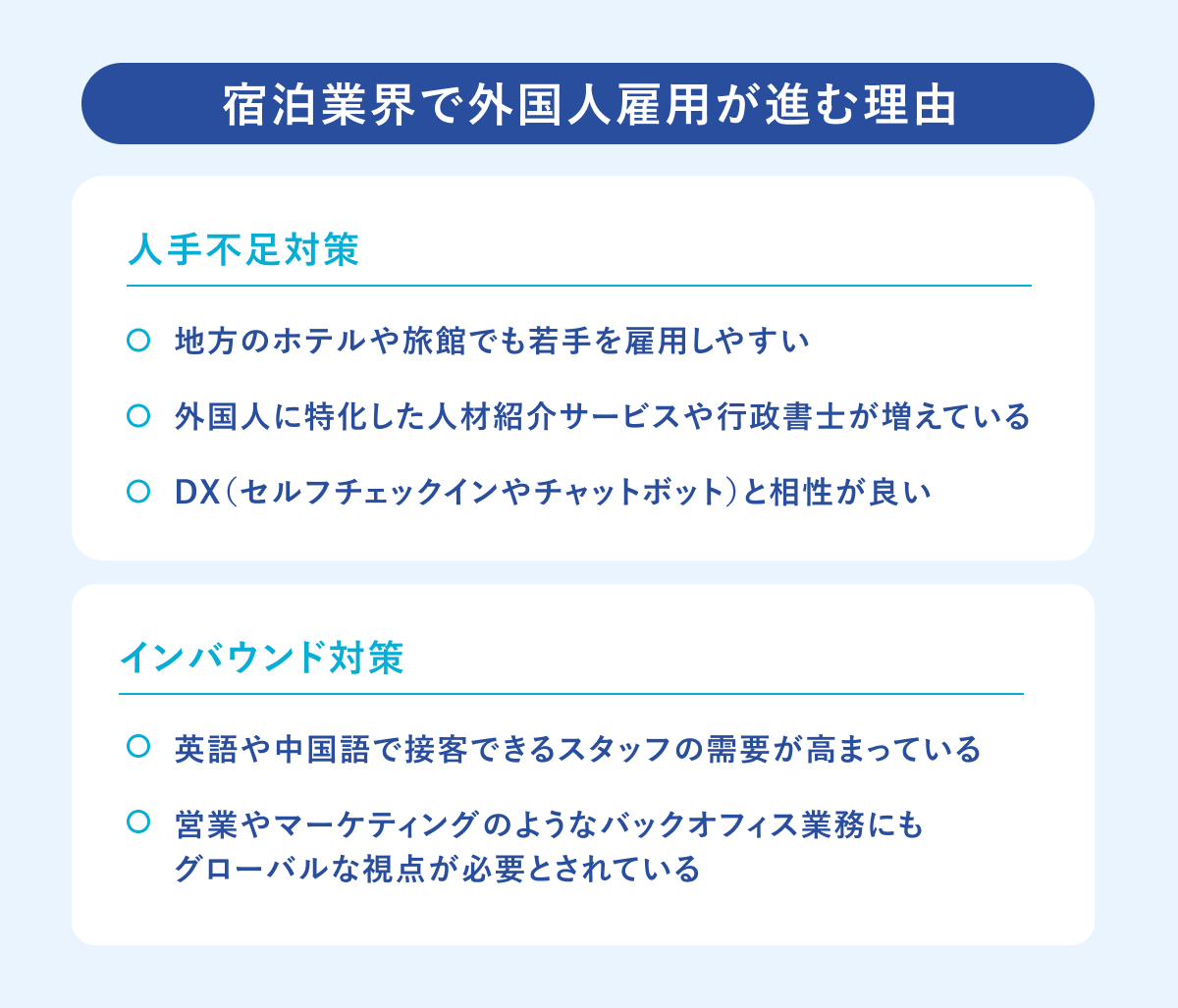 人手不足対策として外国人雇用が進む理由の画像