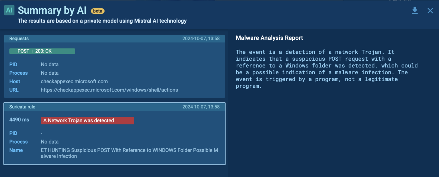 Suricata pravilo analizirao AI asistent