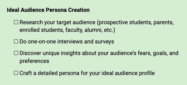 How to create target audience personas for higher education 