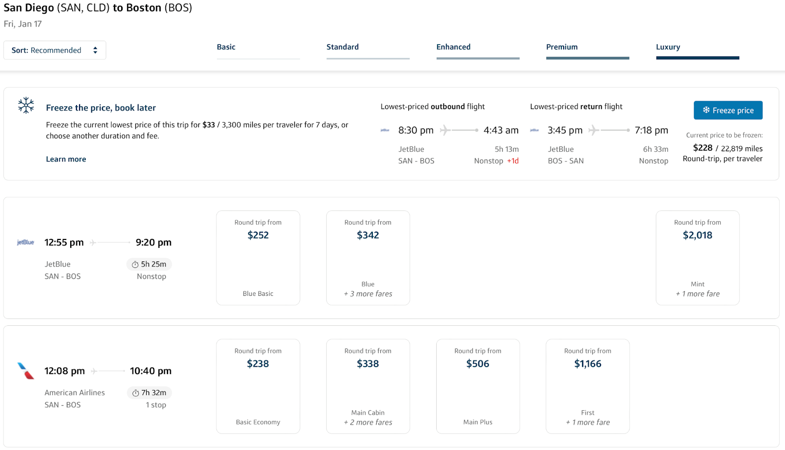 flight results on capital one