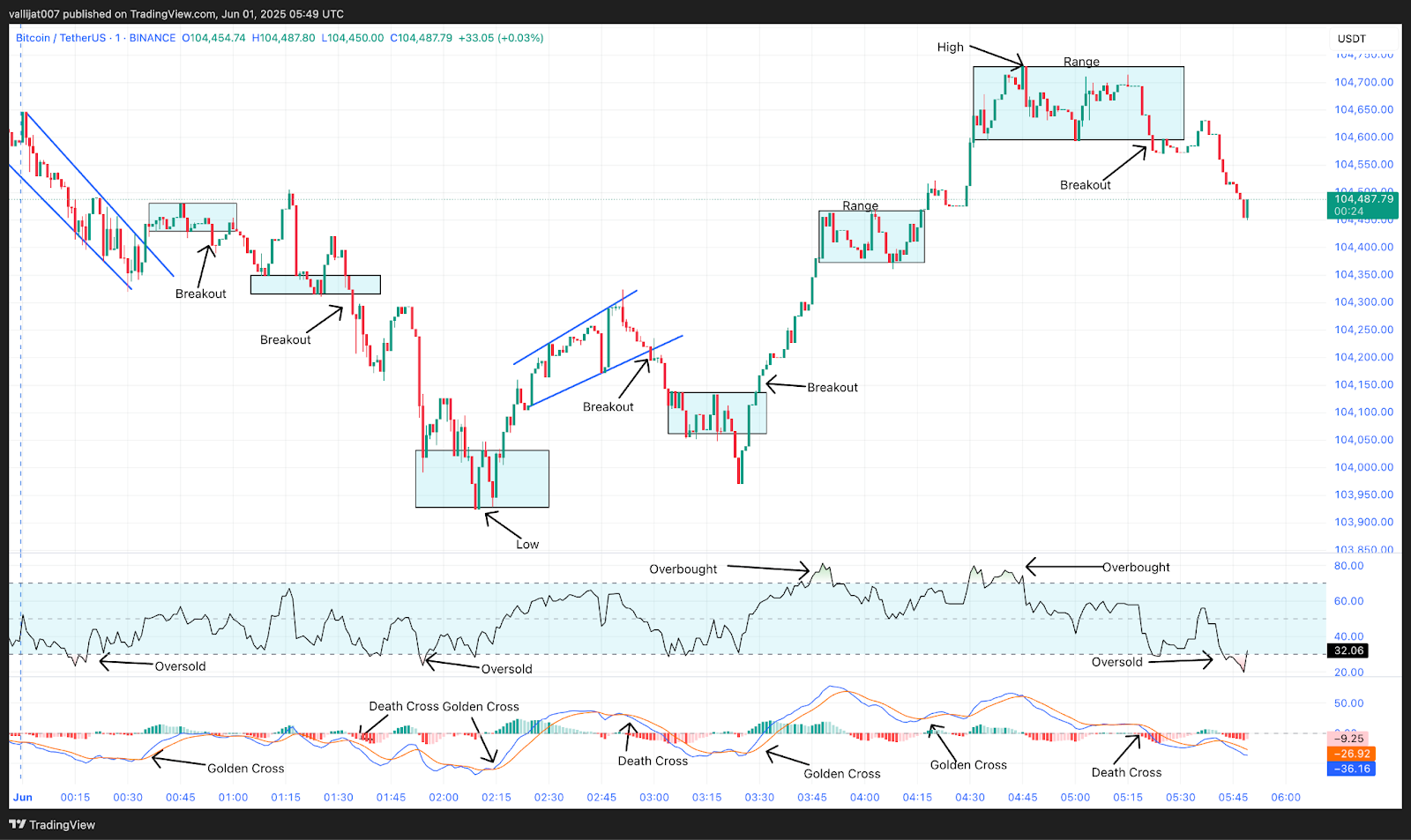 Chart 16: BTC/USDT M1 Chart, Analysed by vallijat007, published on TradingView, June 1, 2025
Bitcoin price