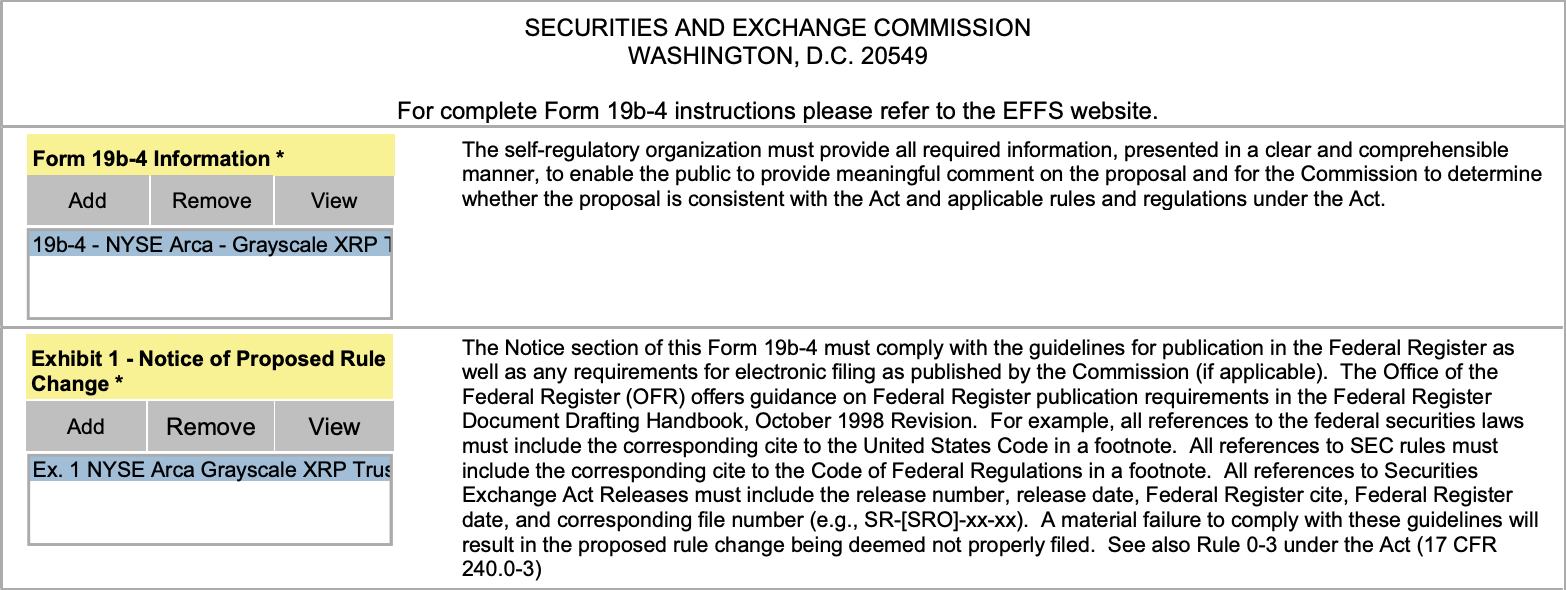 Grayscale files for XRP ETF with NYSE - 1