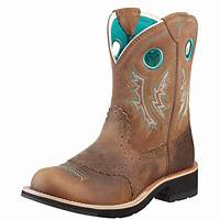 Ariat Ladies Fatbaby Cowgirl Boot (Powder Brown/Tan) in Stable / Work Boots at Schneider Saddlery