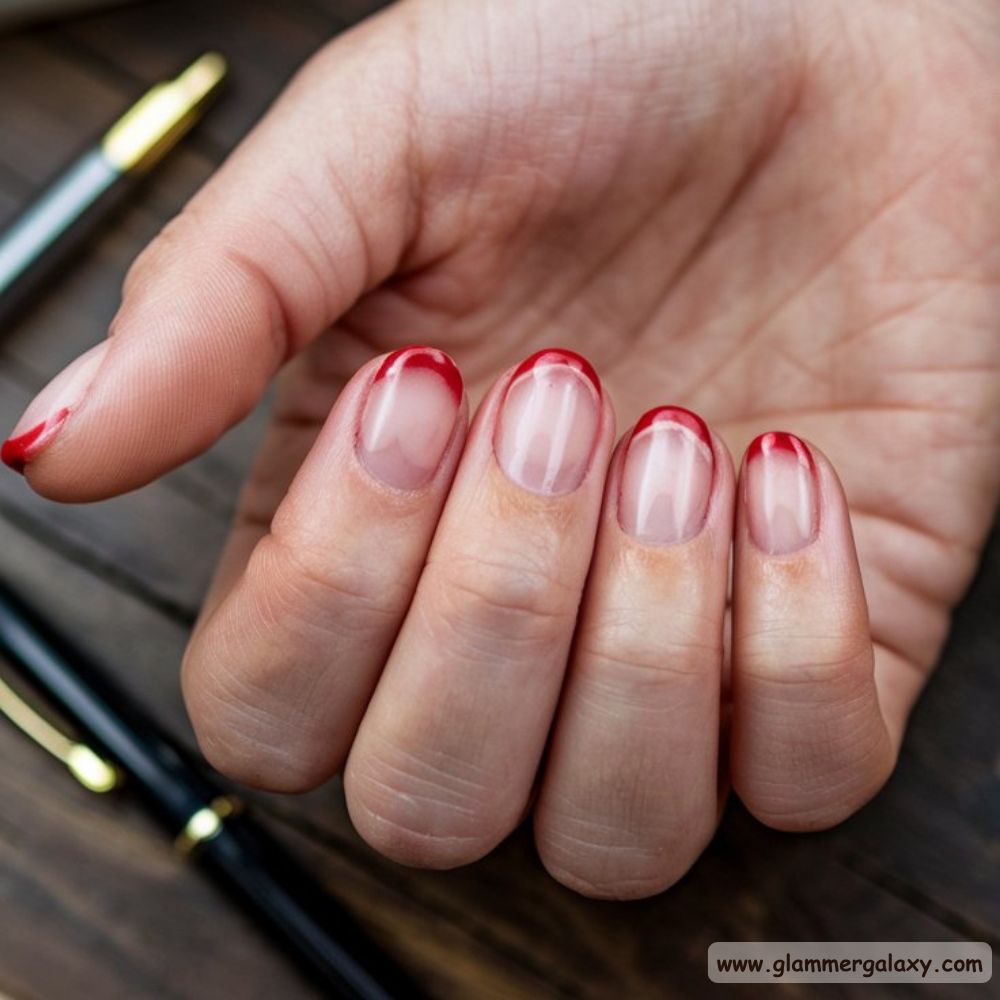 Red Summer Nails having Classic red french tips