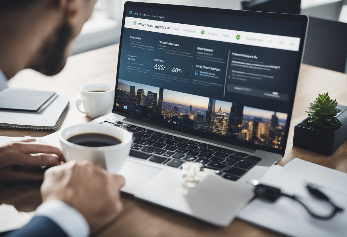 A real estate agent using a computer to research and select keywords for SEO ranking