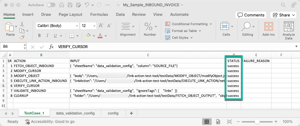 sample TestCase results