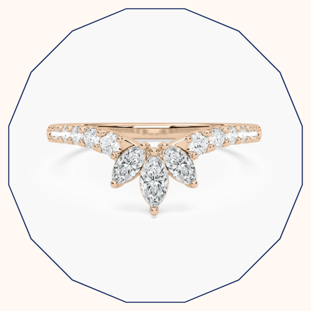 Lab-created diamond wedding ring with a gold engagement ring look.