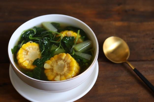 Premium Photo | Sayur Bening Bayam Spinach Clear Vegetable Indonesian food  of spinach spinach soup with corn