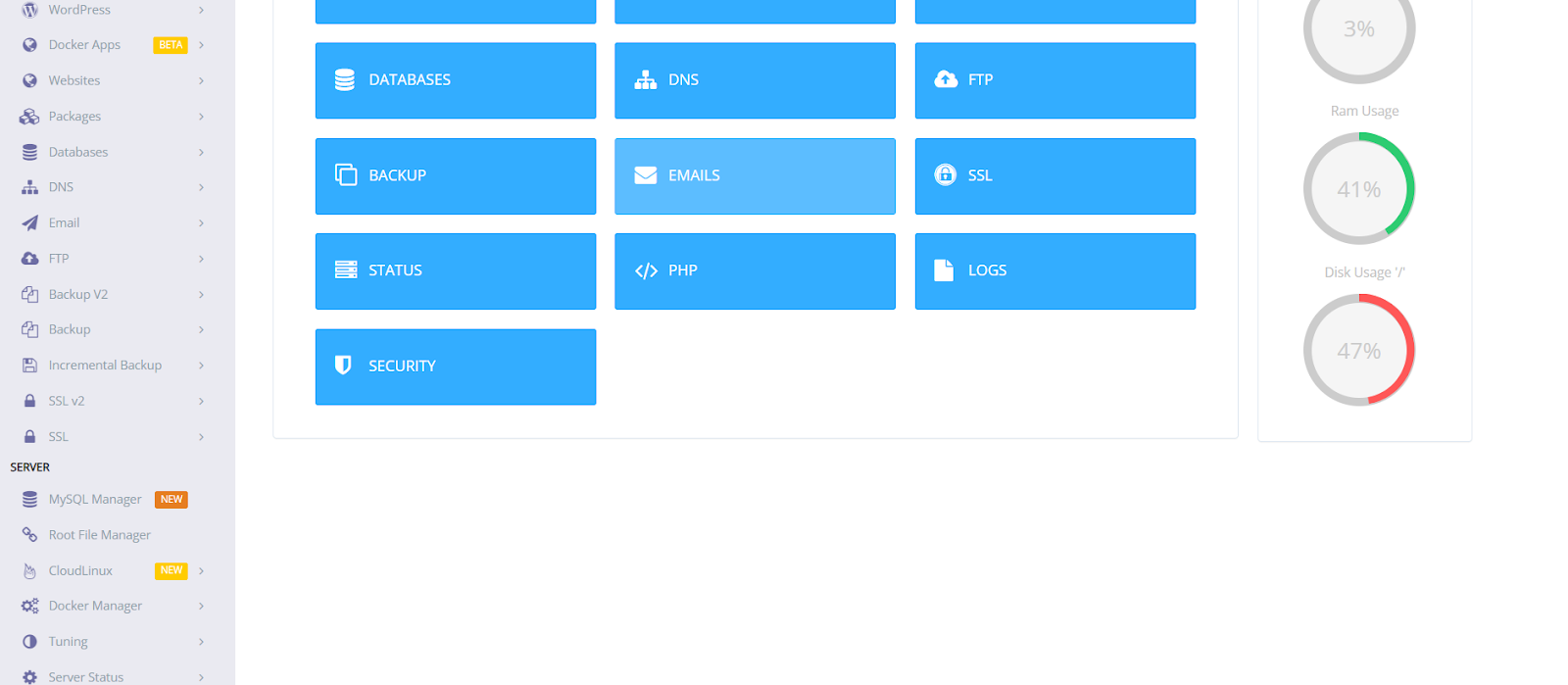 CyberPanel Disk Usage Monitoring