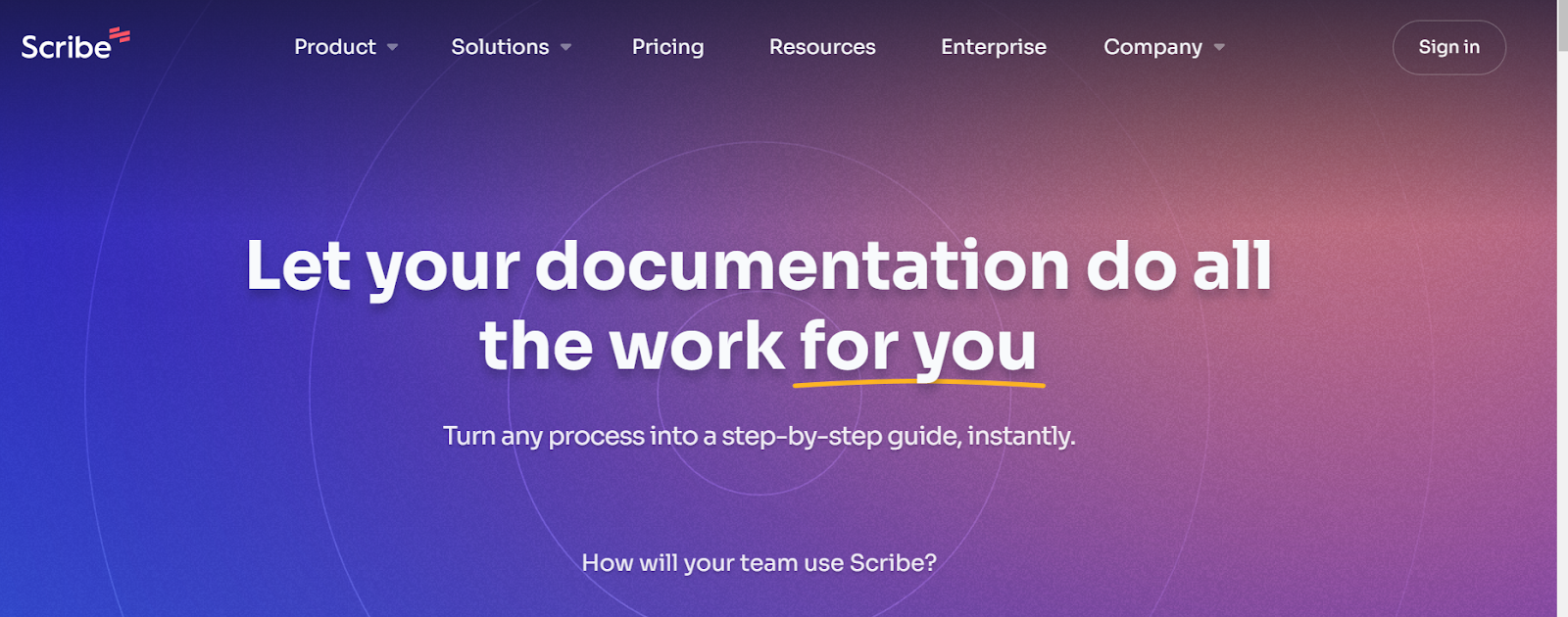 Screenshot of Scribe home page