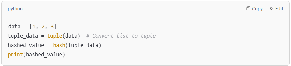 Converting list to tuple for hashing in Python.