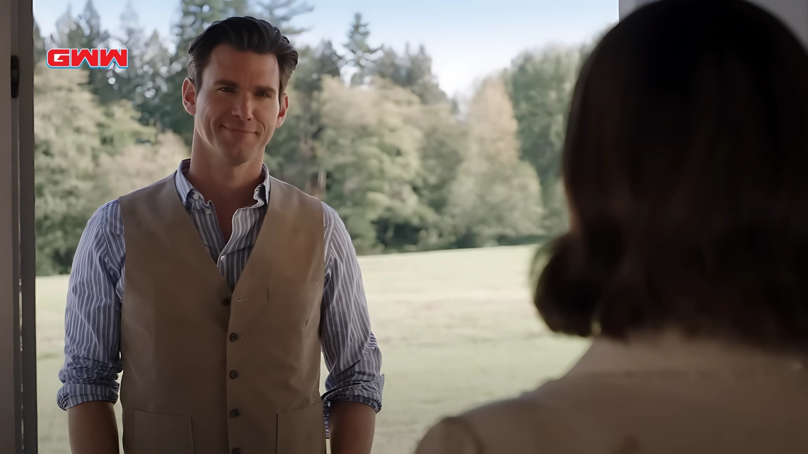 Heartwarming moment with Erin Krakow and Kevin McGarry as Nathan Grant from When Calls the Heart