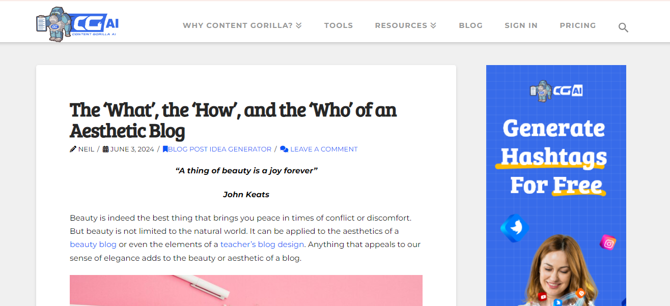 Aesthetic blog title for headline readers on the Content Gorilla blog