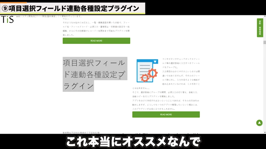 項目選択フィールド連動各種設定プラグイン