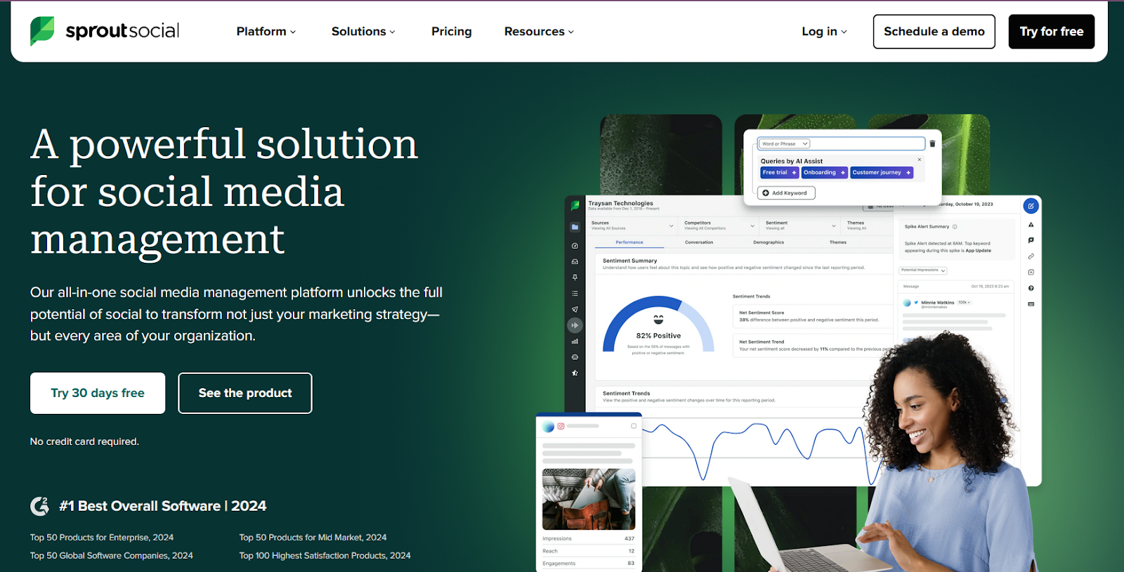 Sprout social website home page - one of the best social media monitoring tool