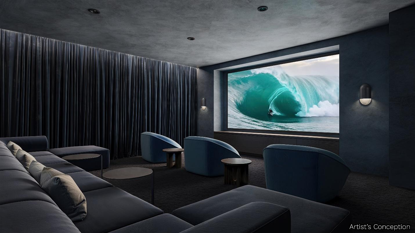 A room with a large screen

AI-generated content may be incorrect.