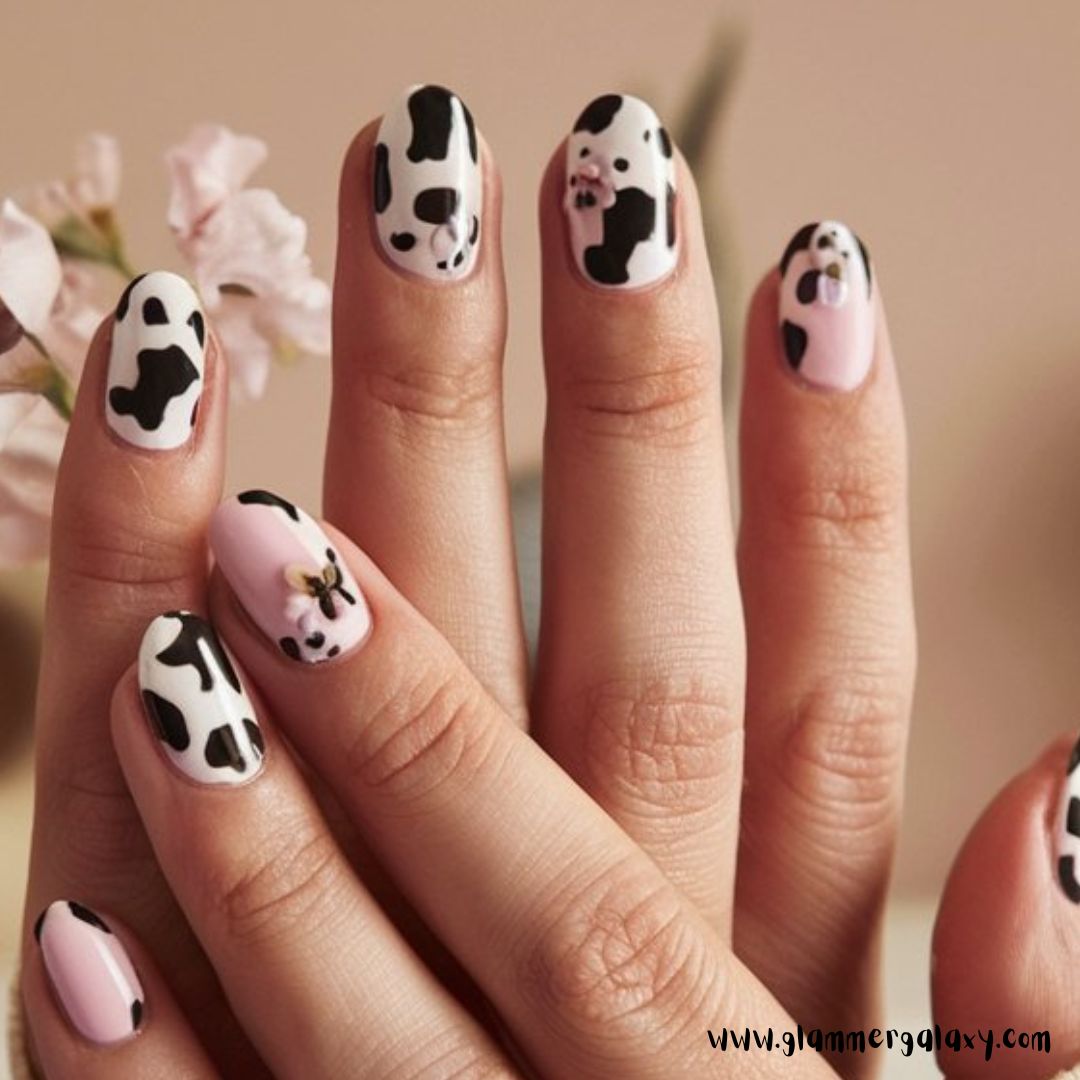 Cow print nail design