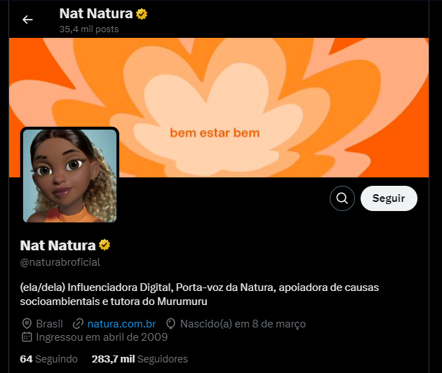 Nat, avatar da Natura.