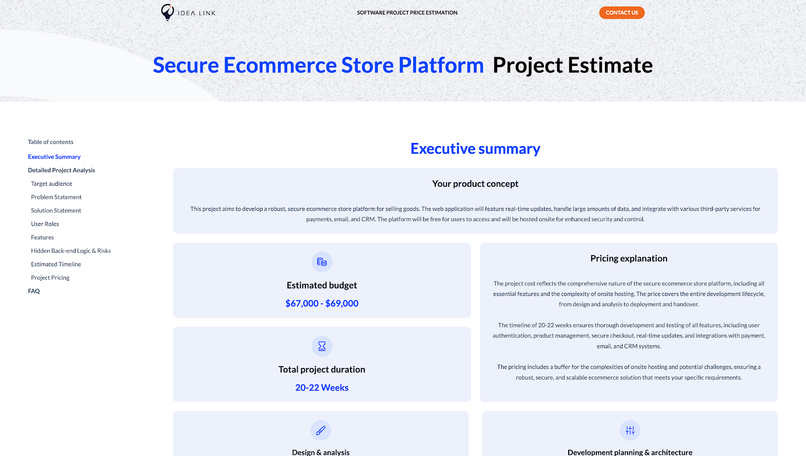 Ecommerce app estimate