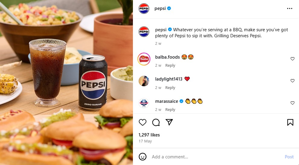 Pepsi's instagram post