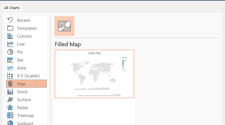 powerpoint charts - map chart