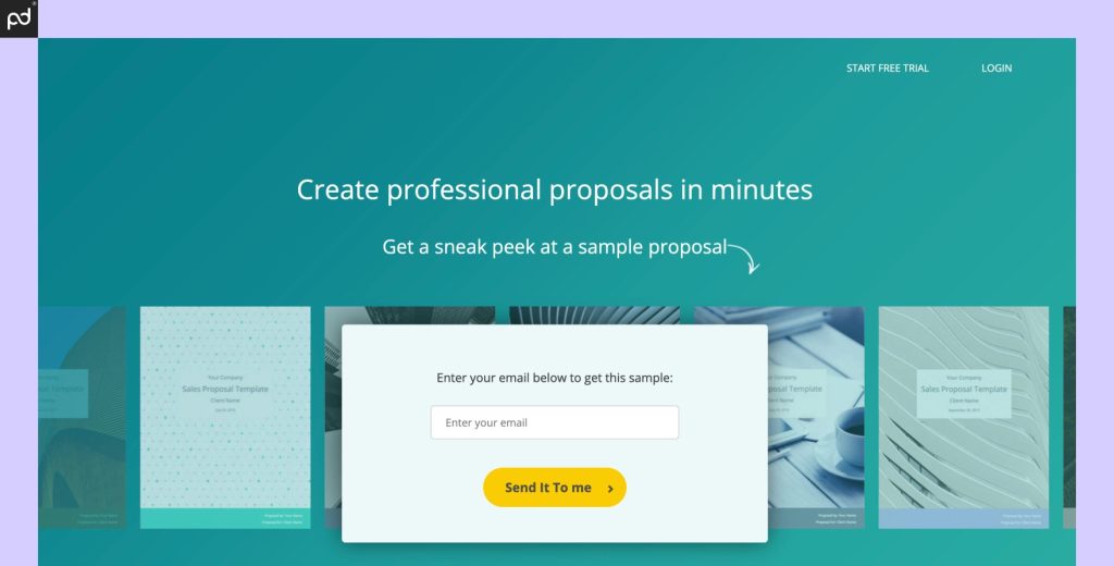 A Screenshot Of The Bidsketch Homepage, Which Reads, “Create Professional Proposals In Minutes