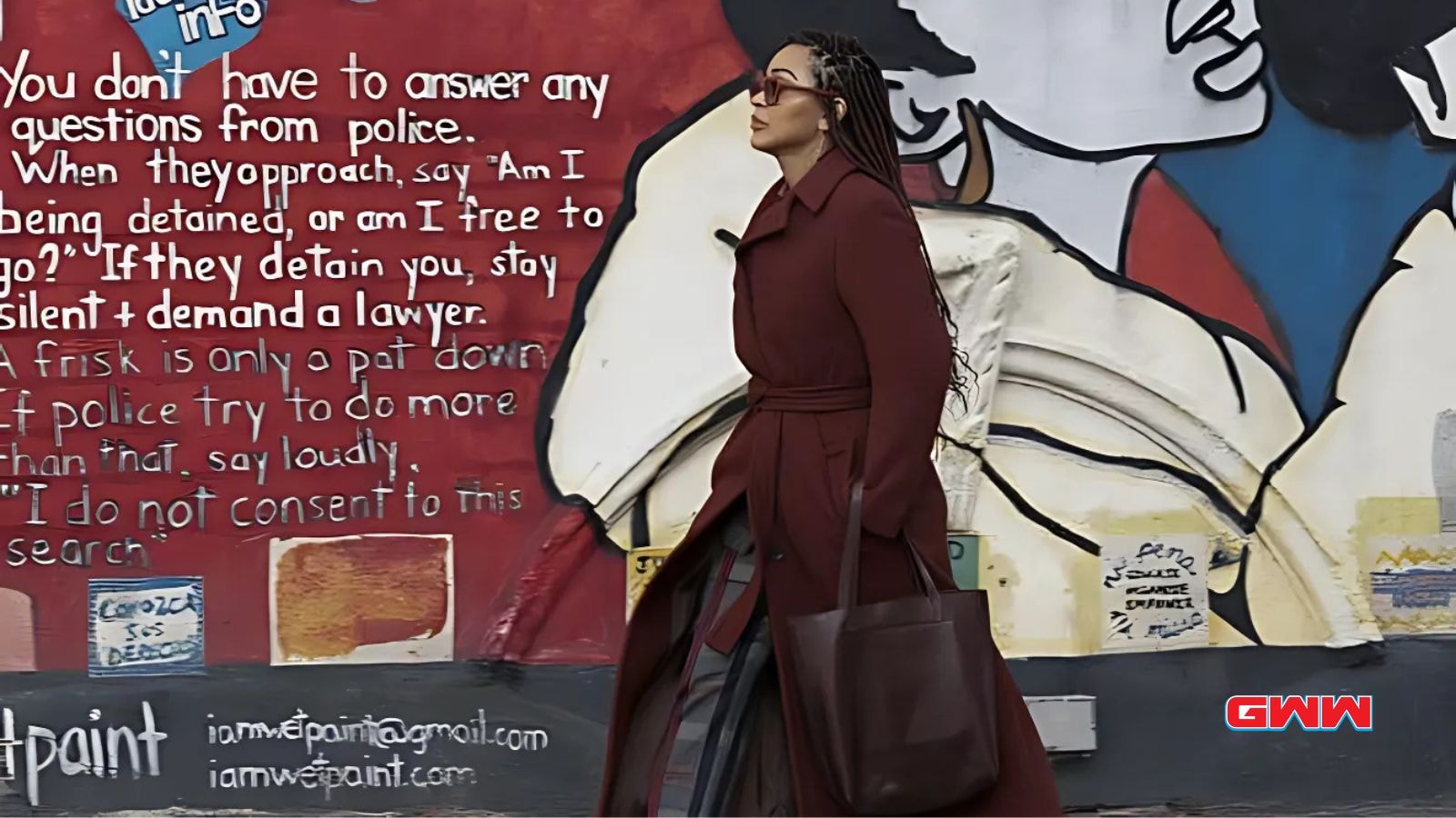 Grace Byers in Harlem Season 3 release date walking past street art