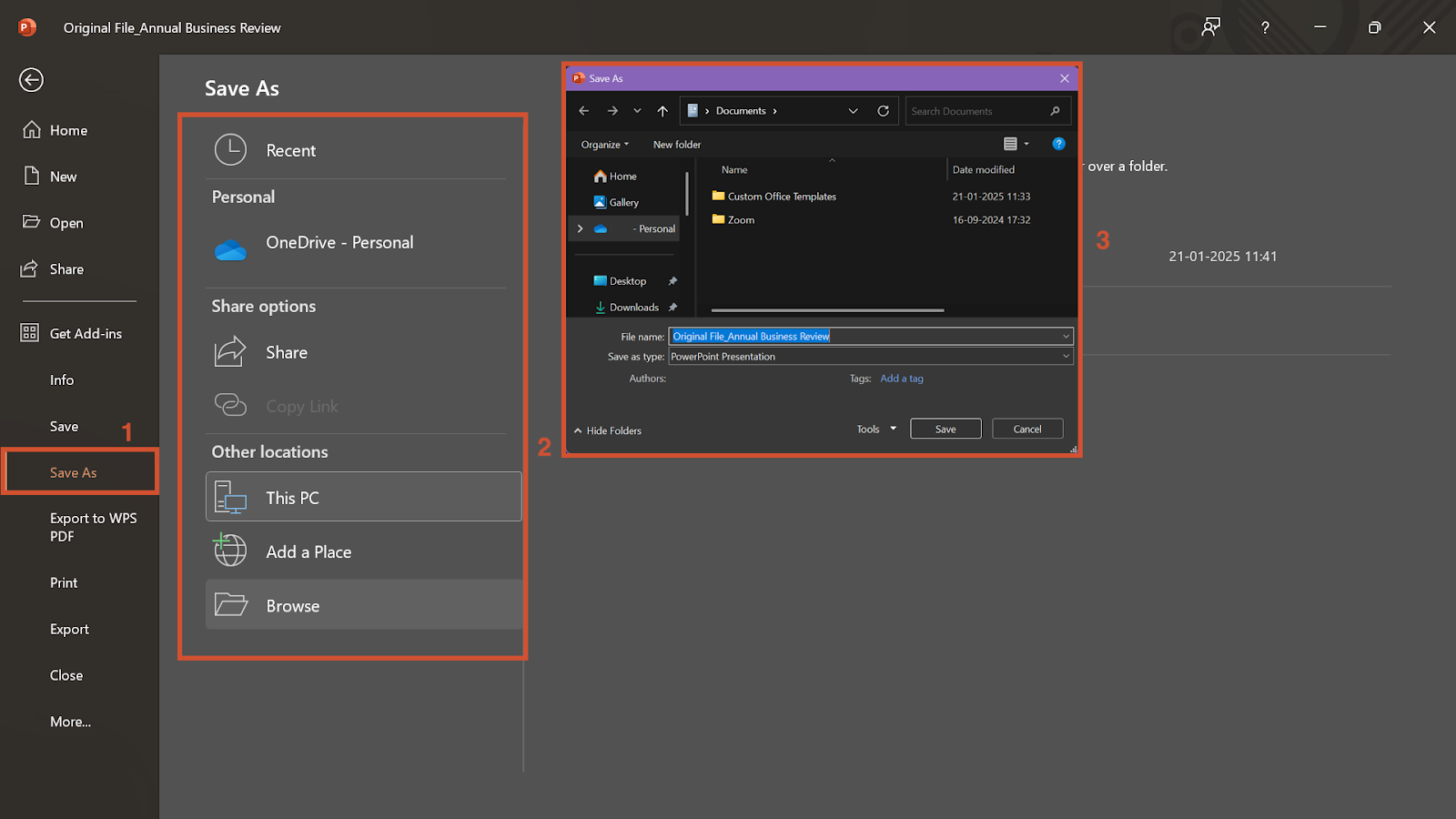 how to track changes in powerpoint: Save a draft copy of your presentation