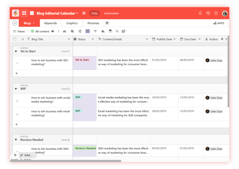Blog Editorial Calendar