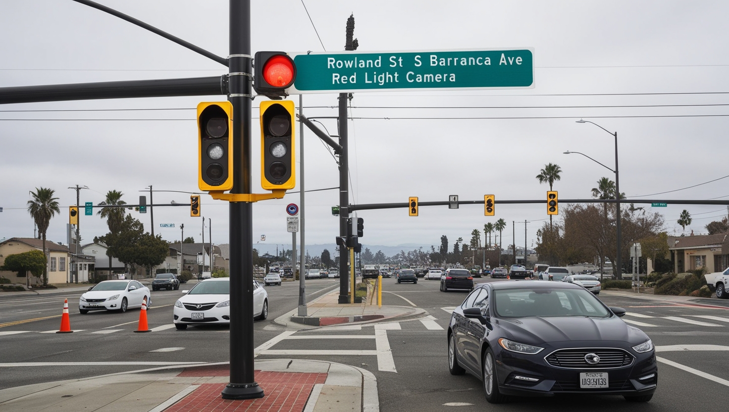 Rowland St S Barranca Ave Red Light Camera