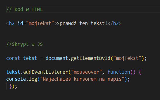 przykladowy evet  javascript