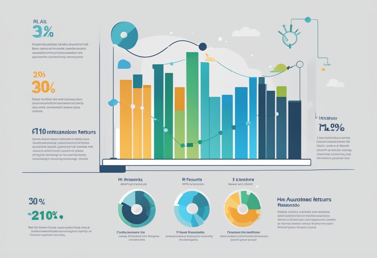 A bar graph showing HR automation's impact on ROI, with increasing returns over time