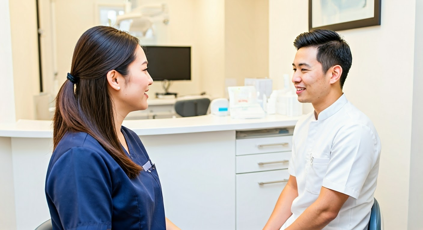 Dental professional with patient