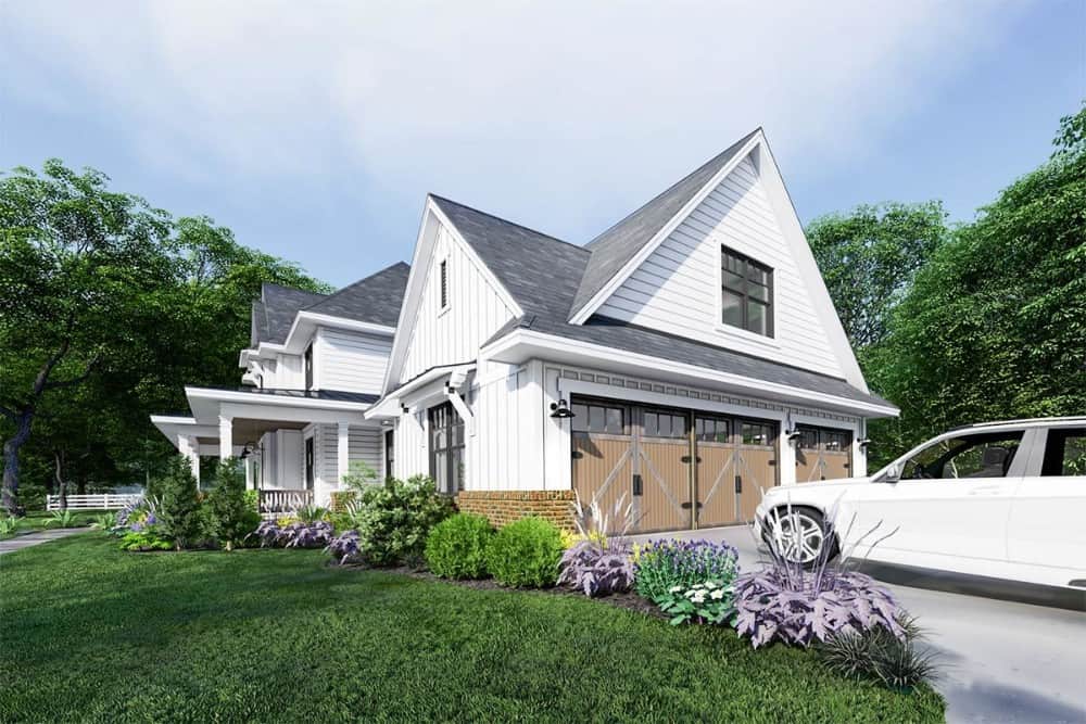 Right rendering of the two-story 4-bedroom modern farmhouse.