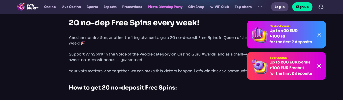 winspirit free spins