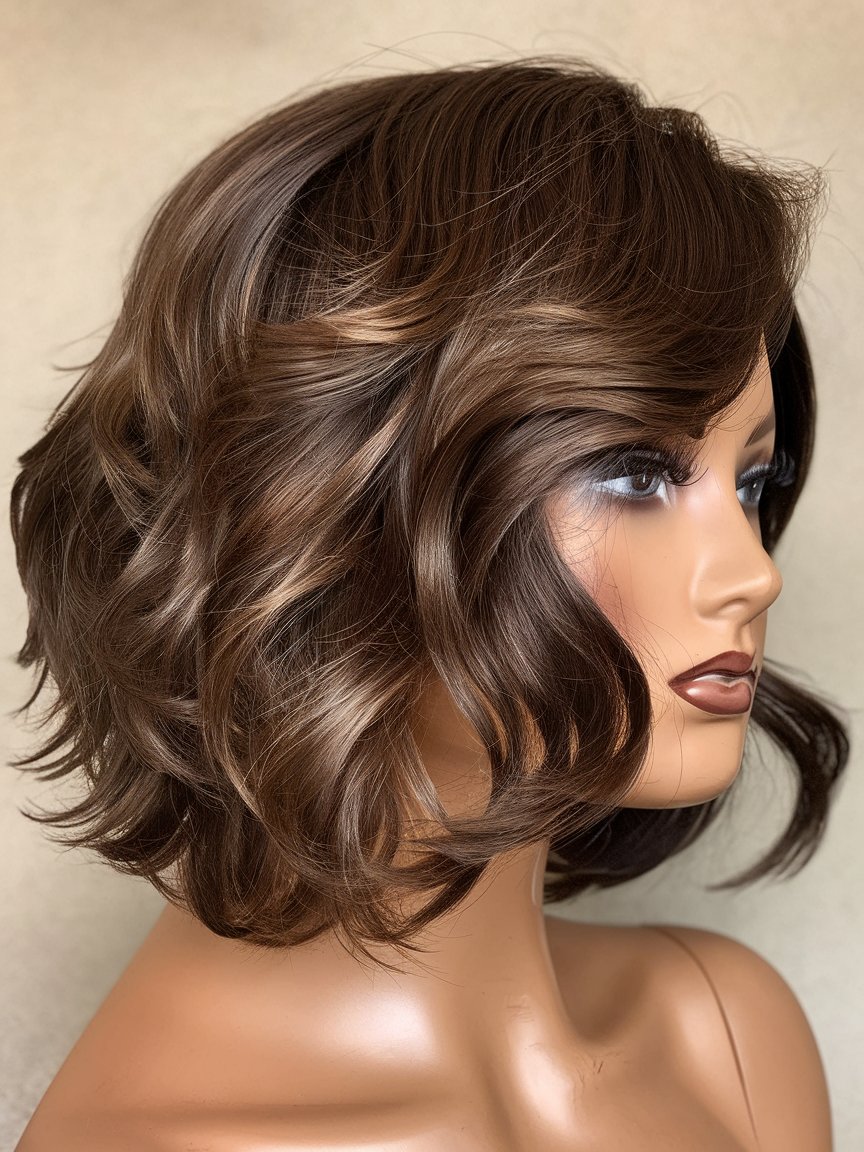 9. Short Chocolate Bob with Soft Layers