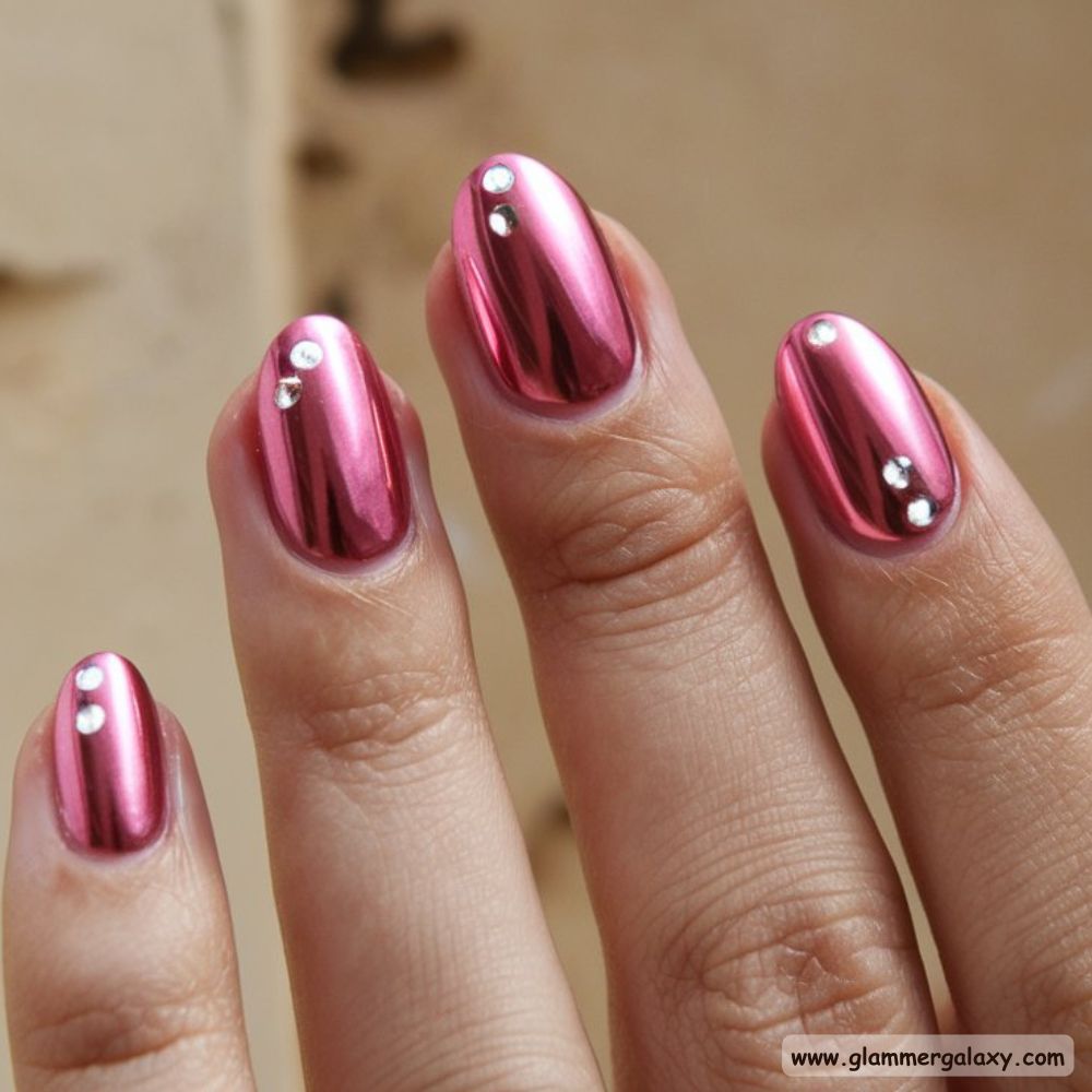 Birthday Nail Designs having Pink Chrome Nail Art
