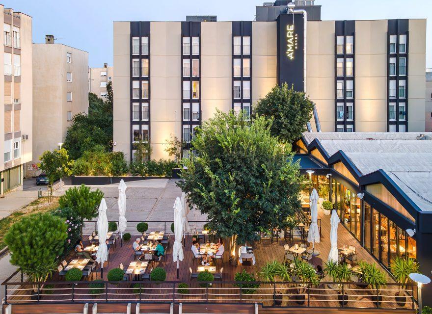 Terrace and building of Hotel A'Mare in Zadar, Croatia