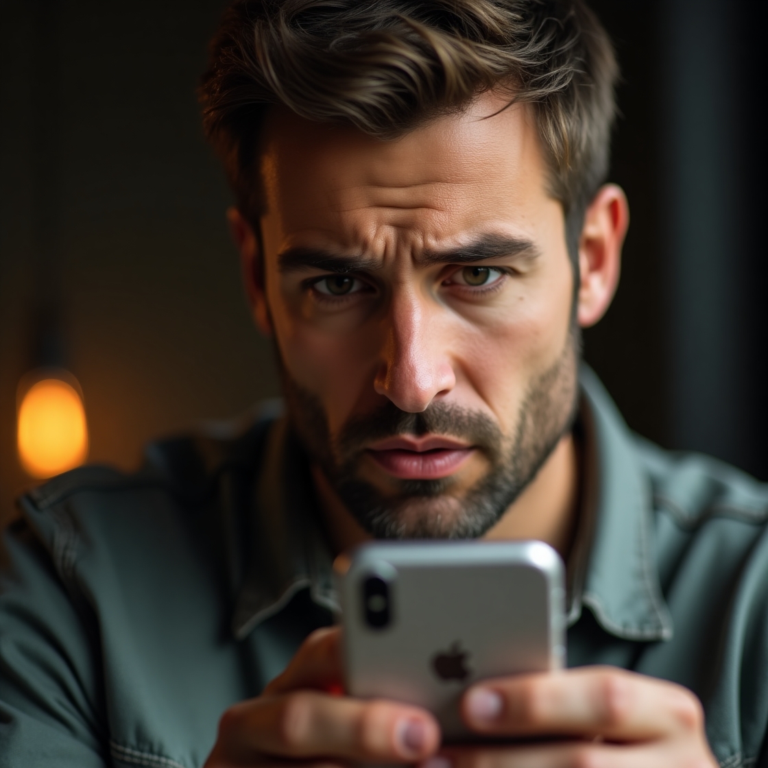 Man struggling to resist the urge to reach out to his ex, reflecting emotional detox during No Contact.