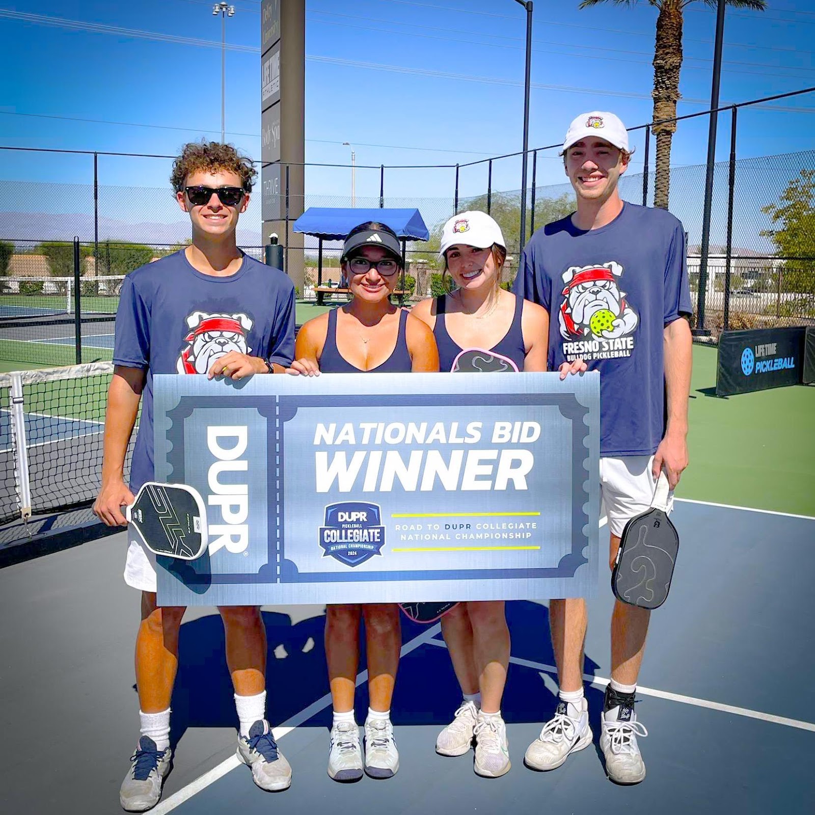 Fresno State Pickleball Travel Team (from left to right): Nicholas Wise, Mia Ramos, Lizzie Herren, and Will Dau