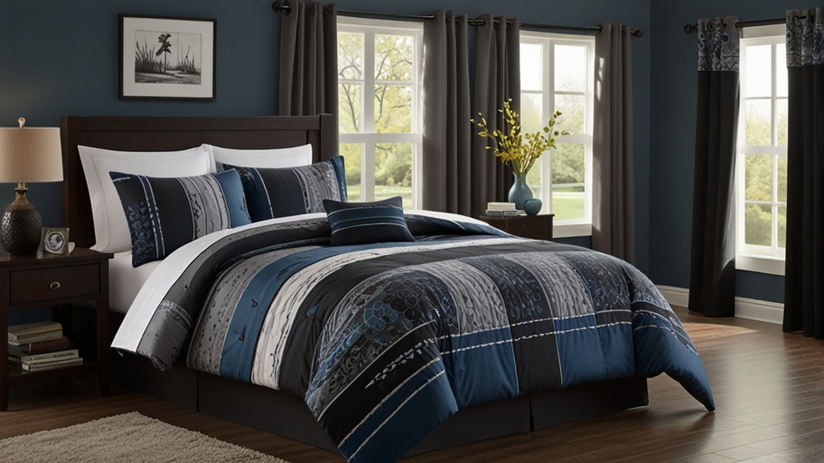 Nipsey Blue Black White Comforter Set