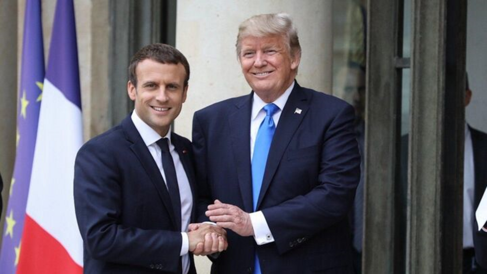 Emmanuel Macron et Donald Trump lors d'une rception  l'Elyse, en 2017.