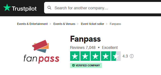 FanPass has an excellent TrustPilot rating due to their big focus on customer service/