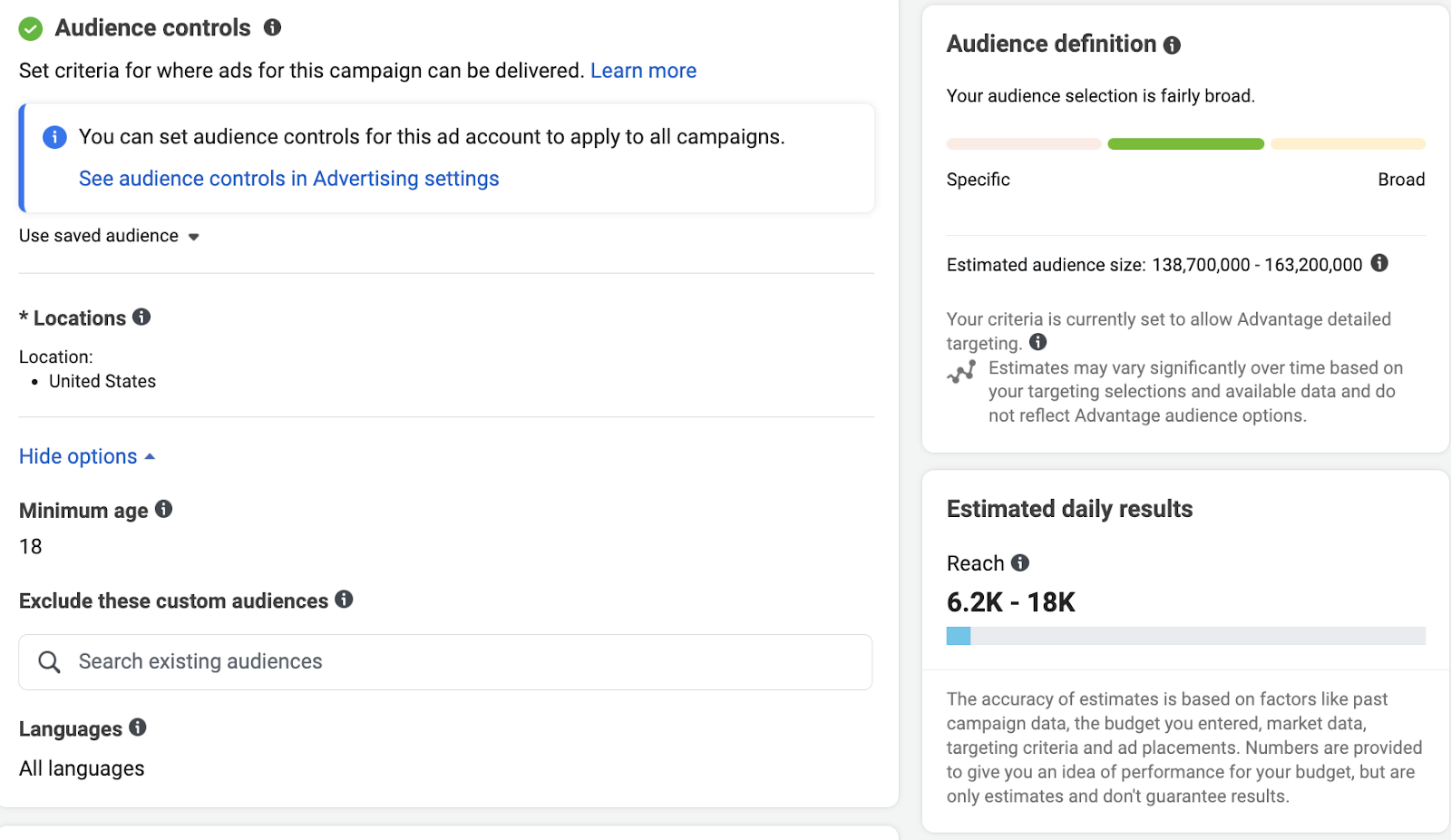 How to run Facebook ads - Set up audience controls 